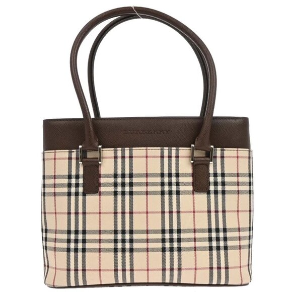 Burberry Beige Brown Burberry Check Tote Handbag - Picture 1 of 11